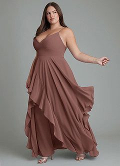 Azazie Zaina Bridesmaid Dresses Espresso A-Line Chiffon Dress image10