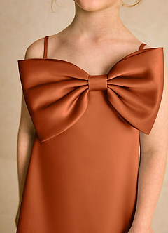 Azazie Kiwi Jurken voor bloemenmeisjes A-Lijn Jurk van Mat Satijn Spaghetti Bandje Verbrande Sinaasappel image6