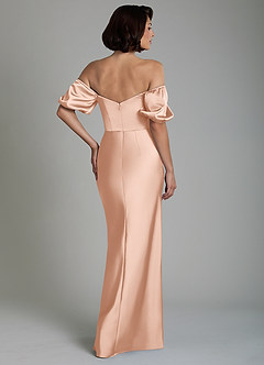 Azazie Lea Bridesmaid Dresses Rose Gold Mermaid Off the Shoulder Stretch Satin Convertible Dress image6