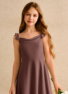 Azazie Puppy Girls Formal Flower Girl Dresses Espresso A-Line Pleated Chiffon Dress image6
