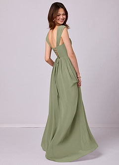 Barbie ♥ Azazie Bridesmaid Dresses Pistachio A-Line Corset Chiffon Dress image4
