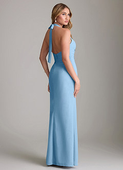 Azazie Valerie Bridesmaid Dresses Steel Blue Mermaid Pleated Chiffon Dress image2