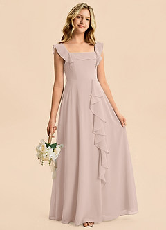 Azazie Nori Junior A-Linie Gestreift Chiffon Kleid Englisches Rosa image3