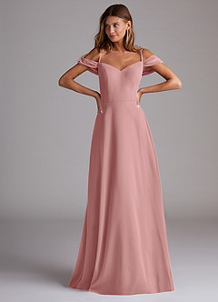 Azazie Marley Bridesmaid Dresses Dusty Rose A-Line Off the Shoulder Chiffon Convertible Dress image4