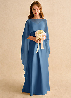 Azazie Fishie Girls Formal Blumenmädchenkleider A-Linie Matte Satin Kleid Zwielichtviolett image3