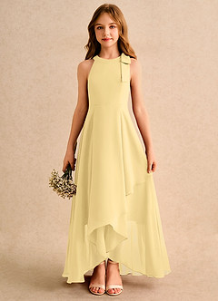 Azazie Boop Girls Formal Robe Demoiselle D'honneur Fillette Robe Trapèze en Mousseline de soie Nœud Beurre image1