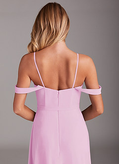Azazie Aaron Final Sale Candy Pink A-Line Off the Shoulder Chiffon Convertible Dress image9