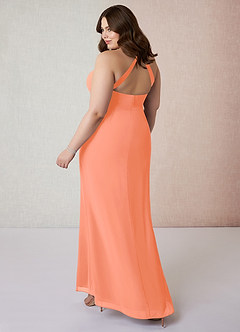 Azazie Becca Bridesmaid Dresses Sunset Sheath V-Neck Chiffon Dress image10