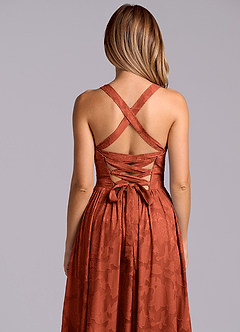 Azazie Francis Bridesmaid Dresses Auburn A-Line Corset Floral Burnout Dress image8