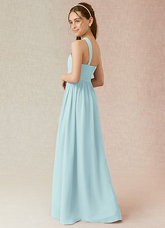 Azazie Jiya Junior Sea Glass A-Line Pleated Chiffon Dress image6