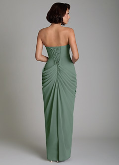 Azazie Nyra Bridesmaid Dresses Eucalyptus Sheath Corset Chiffon Dress image2