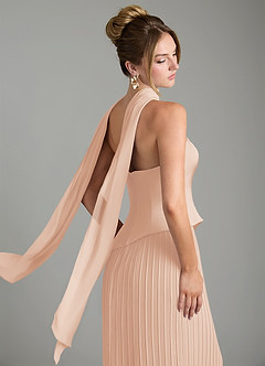 Azazie Tierney Robes de demoiselle d'honneur Robe Trapèze Convertible en Mousseline de soie Sans bretelles Rose Anglais image11
