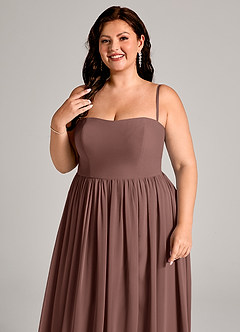 Azazie Calianna Bridesmaid Dresses Espresso A-Line Off the Shoulder Chiffon Convertible Dress image11