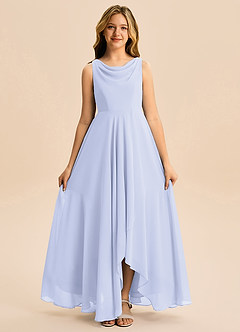 Azazie Mannie Junior Linia A Pofałdowany Szyfon Asymetryczny Młodsza druhna Sukienka image6