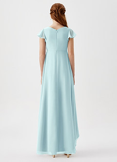 Azazie Breanne Junior Abito A-Line in Chiffon Sea Glass image6