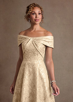 Azazie Harriett Suknie dla Matki Panny Młodej Linia A Zza ramienia Żakard kwiatowy Długość podłogi Sukienka image3