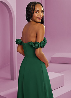 Barbie ♥ Azazie Bridesmaid Dresses Dark Green A-Line Off the Shoulder Chiffon Convertible Dress image2