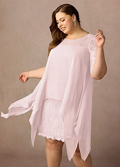 Azazie Flo Mother of the Bride Dresses Blushing Pink A-Line Lace Chiffon Dress image12