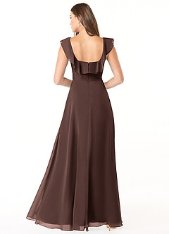 Azazie Jinny Final Sale Mulberry A-Line Square Neckline Ruched Chiffon Dress image3