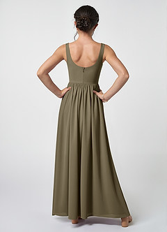 Azazie Keyla Junior Willow Green A-Line Pleated Chiffon Dress image2