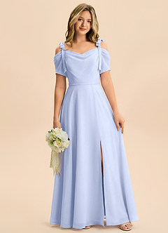 Azazie Giselle Junior A-Linie Schulterfrei Chiffon Kleid Eis image6