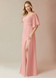Azazie Cierra Bridesmaid Dresses Rosette A-Line V-Neck Chiffon Dress image3