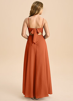 Azazie Shale Junior Burnt Orange A-Line Bow Chiffon Dress image1