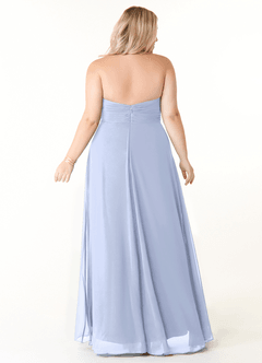 Azazie Tessie Bridesmaid Dresses Ice A-Line V-Neck Pleated Chiffon Dress image7