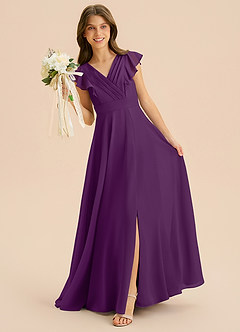 Azazie Anysa Junior Robe Trapèze en Mousseline de soie Rayé Grain De Raisin image3