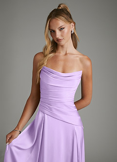 Azazie Gabriela Bridesmaid Dresses Lilac A-Line Corset Stretch Satin Dress image4