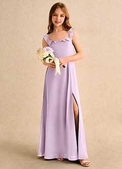 Azazie Chip Girls Formal Flower Girl Dresses Frosted Lilac A-Line Sleeveless Chiffon Dress image5