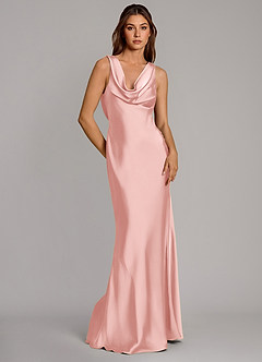 Azazie Cheryl Vestidos de madrinha de casamento Vestido Pó Rosa de Cetim elástico de sereia image5