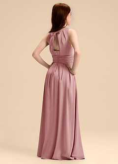 Azazie Bibiane Junior Jurk van Stretch Satijn met A-Lijn Geplooid Stoffige Roos image7