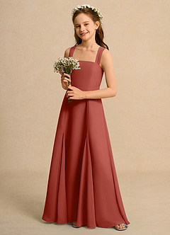 Azazie Tater Junior Formal 플라워 걸 드레스 A라인 주름진 쉬폰 플로어 길이 드레스 image5