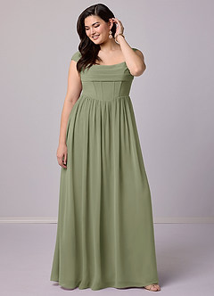 Barbie ♥ Azazie Bridesmaid Dresses Pistachio A-Line Corset Chiffon Dress image9
