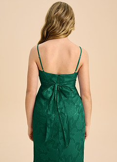 Azazie Mai Junior Etui Plissee Blumen-Burnout Kleid Smaragd image7