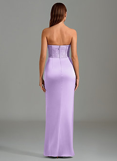 Azazie Emilia Robes de demoiselle d'honneur Robe Sirène en Satin extensible Sans bretelles Lilas image2