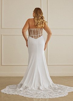Christian Siriano Bridal for Azazie 2004 Robes de mariée Robe Fourreau en Crêpe Dos Satin Dentelle Diamant Nude image11