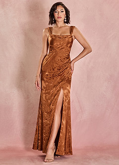 CARAMEL ELARA DRESS 4Y キャラメル ワンピース Eveline Caramel Maxi Dress Ready to Ship | Azazie