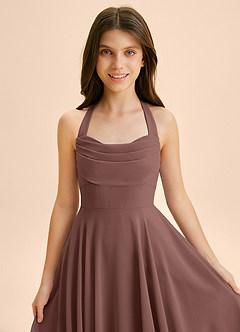 Azazie Kady Junior A-Linie Herzausschnitt Chiffon Kleid Espresso image6