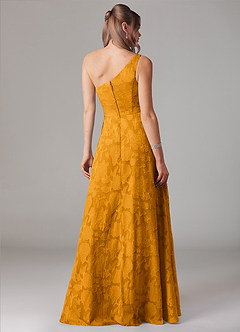 Azazie Ellianna Jurken voor bruidsmeisjes Jurk van Bloemen Burn-out met A-Lijn One-Shoulder Boterbabbelaar image2