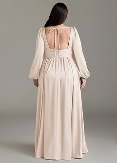 Azazie Norah Bridesmaid Dresses White Alabaster A-Line Stretch Satin Dress image8