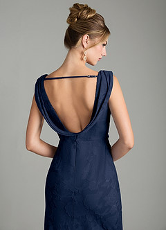 Azazie Kieryn Bridesmaid Dresses Dark Navy Mermaid Pleated Floral Burnout Dress image8