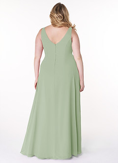 Azazie Kori Bridesmaid Dresses Dusty Sage A-Line Pleated Chiffon Dress image7
