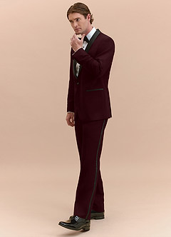 front Winston Burgundy Shawl Lapel Tuxedo