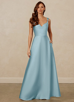 Christian Siriano Bridal for Azazie 1001 Robes de demoiselle d'honneur Robe Trapèze en Satin extensible Encolure en Forme de Cœur Bleu Maussade image1