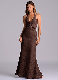 Azazie Valerie Vendita Finale Abito Sirena in Burnout Floreale Plissettato Burgundy image3