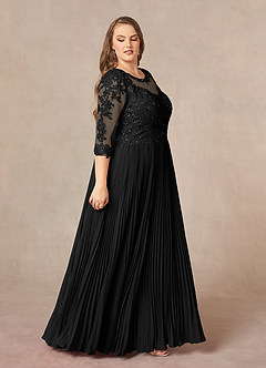 Azazie Corinne Kleider für die Brautmutter A-Linie Pailletten Chiffon Kleid Schwarz image11