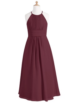 Azazie Bonnie Junior A-Linie Plissee Chiffon Kleid Cabernetrot image5