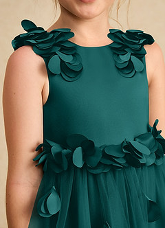 Azazie Atta Flower Girl Dresses Peacock A-Line One Shoulder Tulle Dress image5